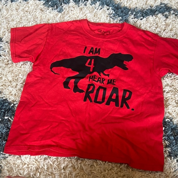 Gildan Red Dinosaur Graphic Kids T-Shirt - Picture 1 of 2